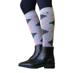 Equithème - Chaussettes d'équitation Argyle gris clair/ rose | - Ohlala