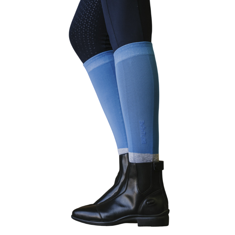 Equithème - Chaussettes d'équitation Compet bleu vintage/ gris (x1) | - Ohlala