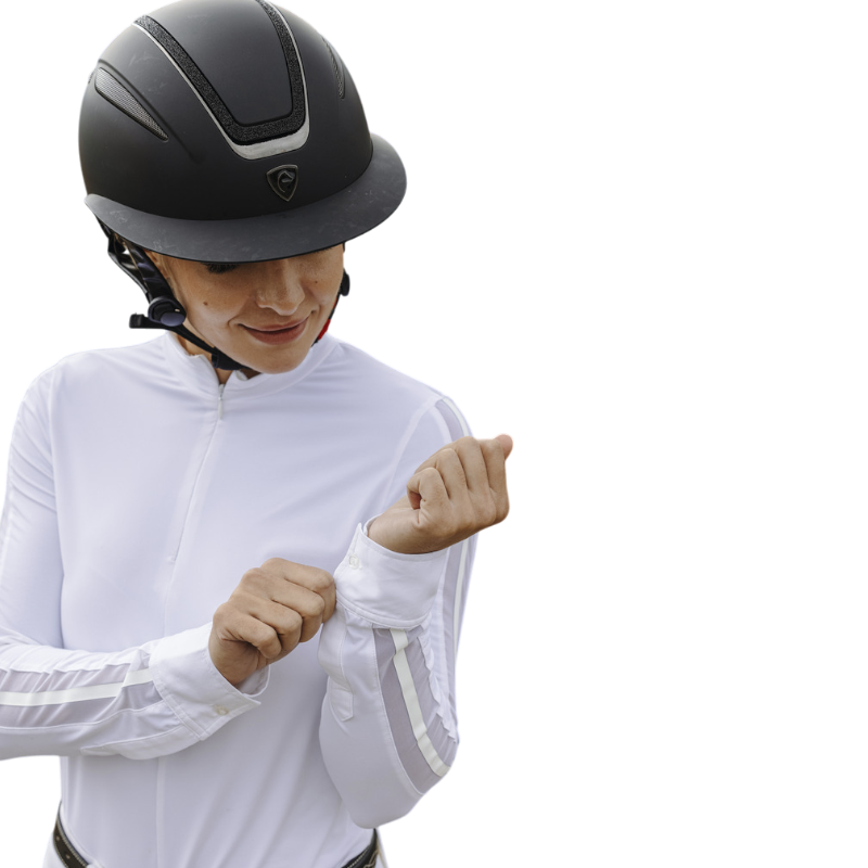 Equithème - Women's long sleeve polo Estoril white