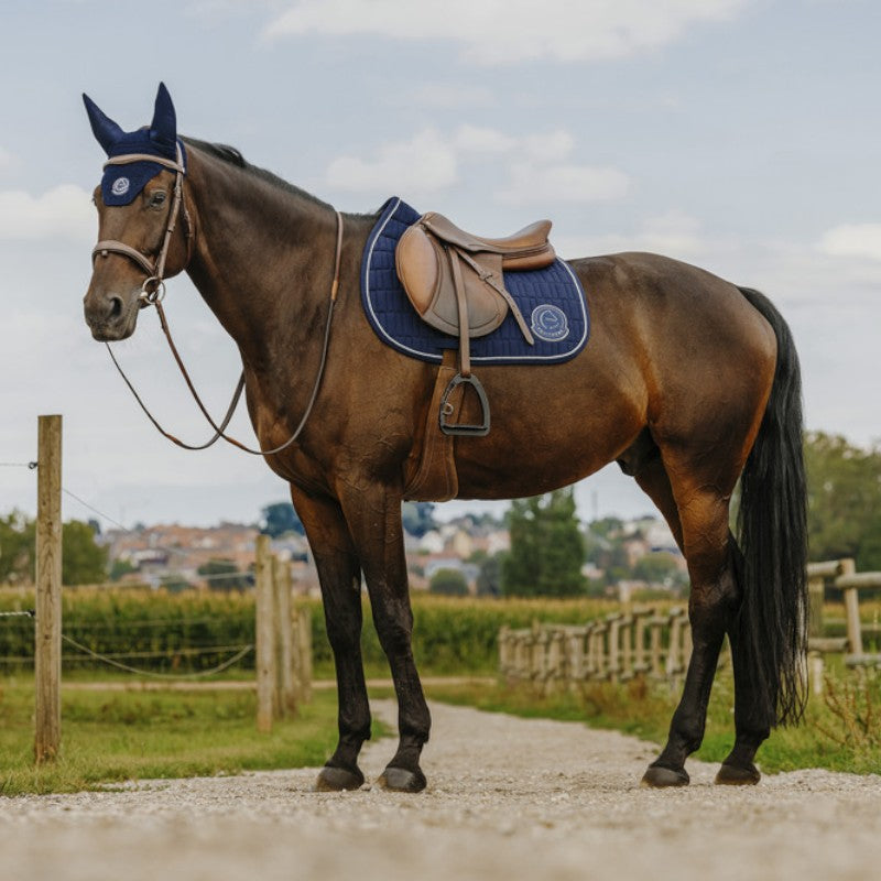 Equithème - Compet Je t'aime Navy Saddle Pad | - Ohlala
