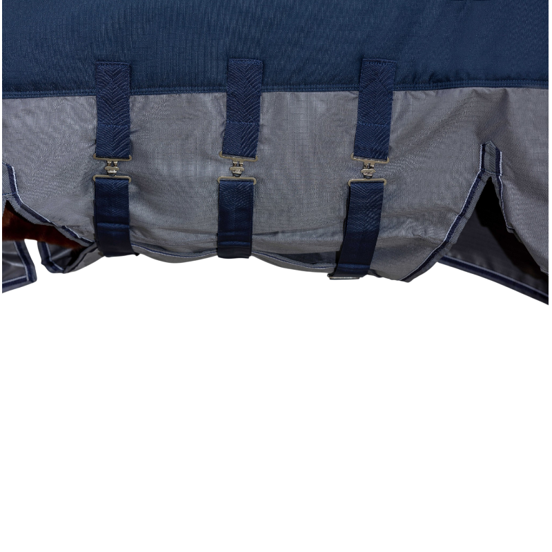 Equithème - Couverture d'extérieur Tyrex "Belly Belt" 600D marine/gris 0g