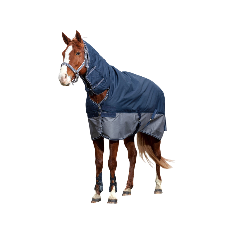 Equithème - Coperta da esterno Tyrex "Combo" 600D blu marino/grigio 0g