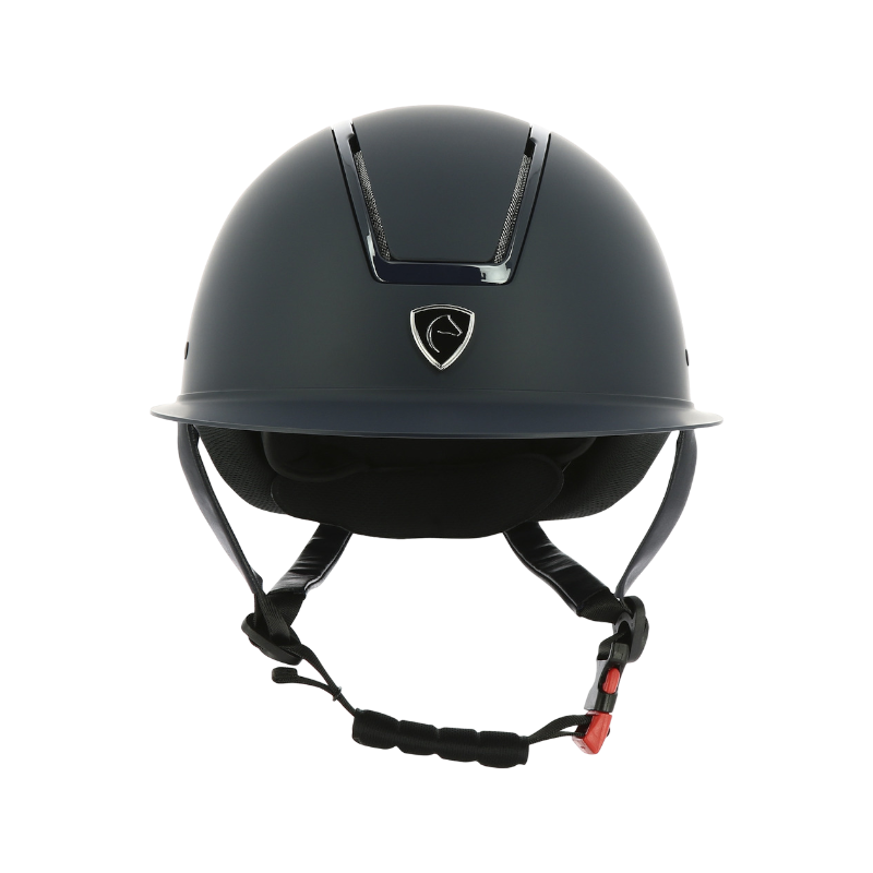 Equithème - Casque d'équitation visière large Glint matt bleu | - Ohlala