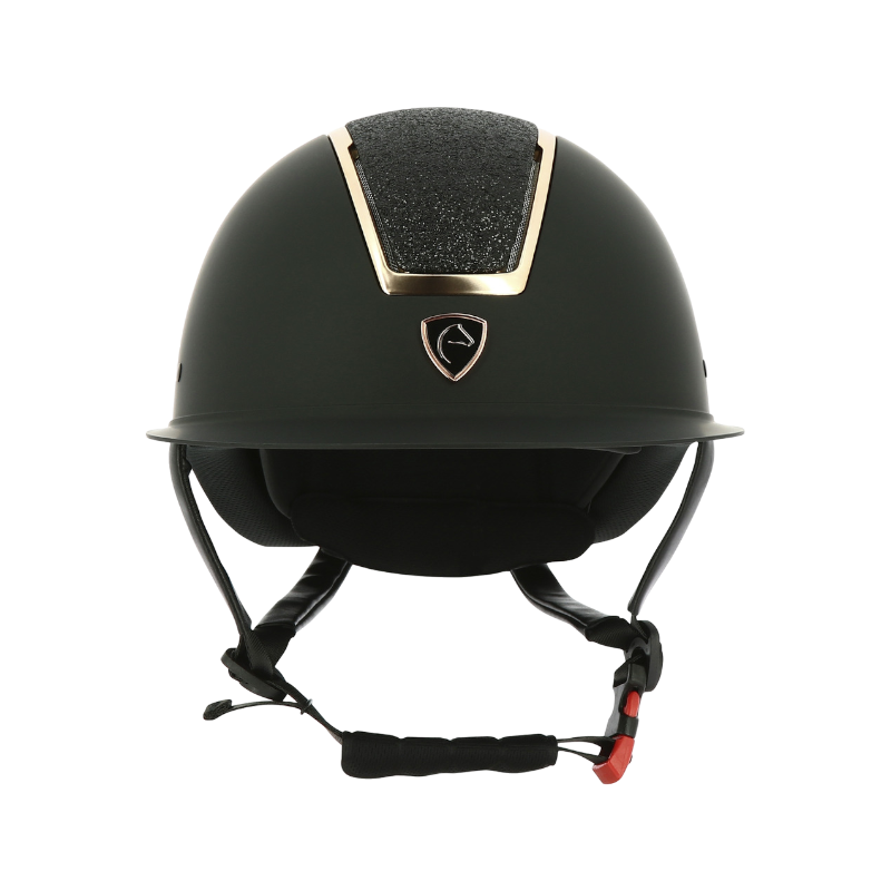 Equithème - Casque d'équitation visière large Glint matt noir/ rose | - Ohlala
