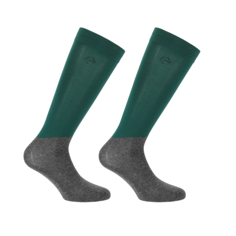 Equithème - Compet Je t'aime dark green riding socks x2