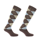 Equithème - Rijsokken Argyle bruin/hemelsblauw