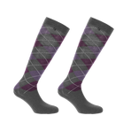 Equithème - Rijsokken Argyle mauve/ pruim