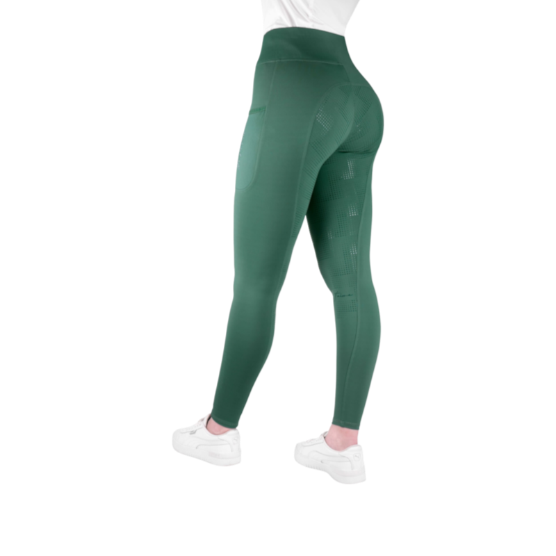 Equithème - Flora Je t'aime Women's Riding Tights - Teal Blue