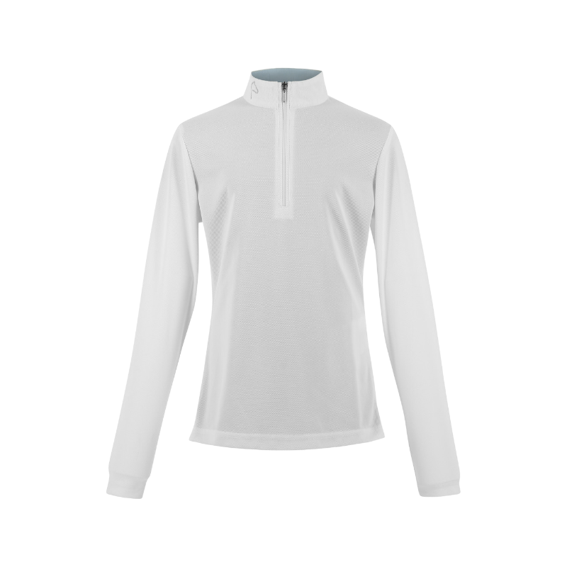 Equithème - Polo de concours manches longues mesh femme Buffy blanc | - Ohlala