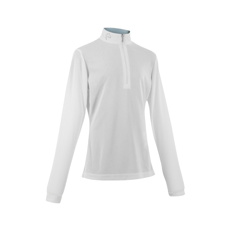 Equithème - Polo de concours manches longues mesh femme Buffy blanc | - Ohlala