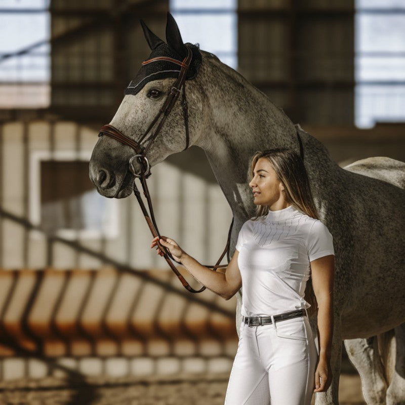 Equithème - Women's Short Sleeve Competition Polo Funza White | - Ohlala