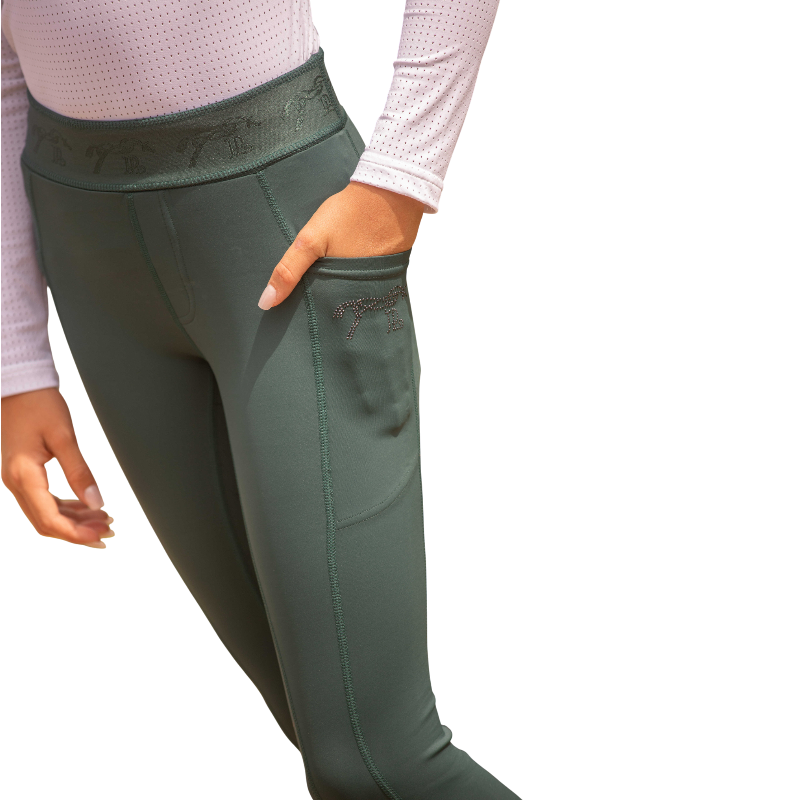 Eden by Pénélope - Legging d'équitation fille Delphe pull-on vert foncé | - Ohlala