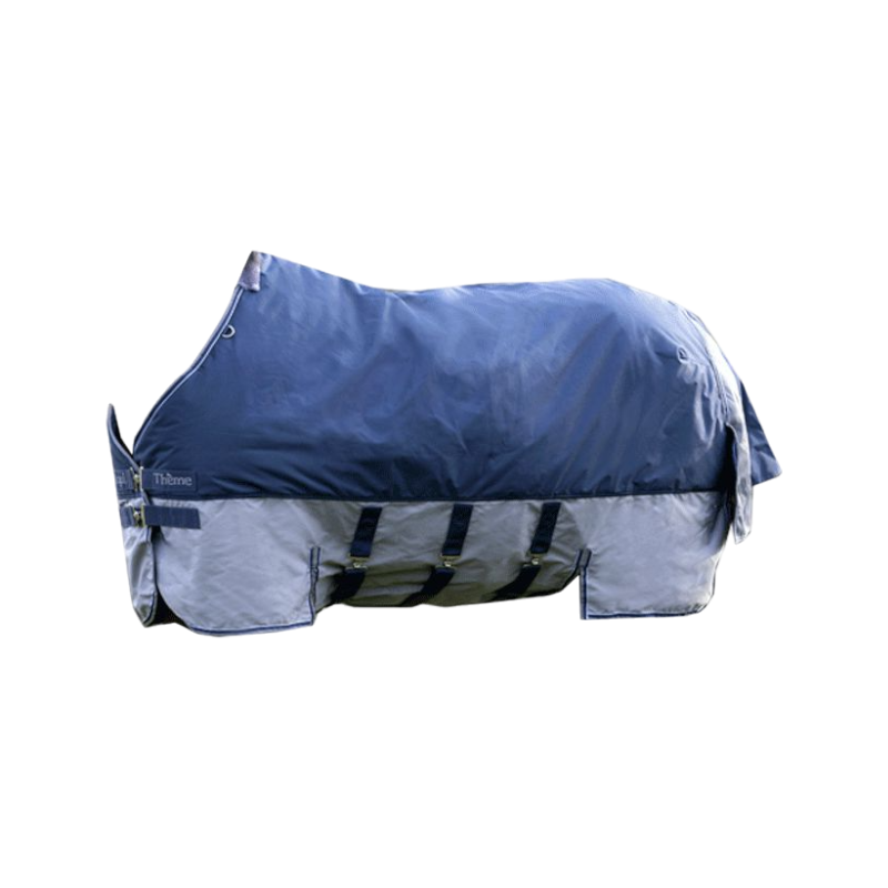 Equithème - Couverture d'extérieur Tyrex "Belly Belt" 600D marine/gris 0g | - Ohlala
