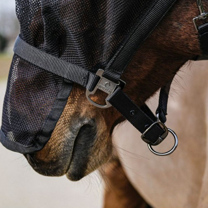 Equithème - Cavezza con maschera anti-mosche e UV Mesh nero | - Ohlala