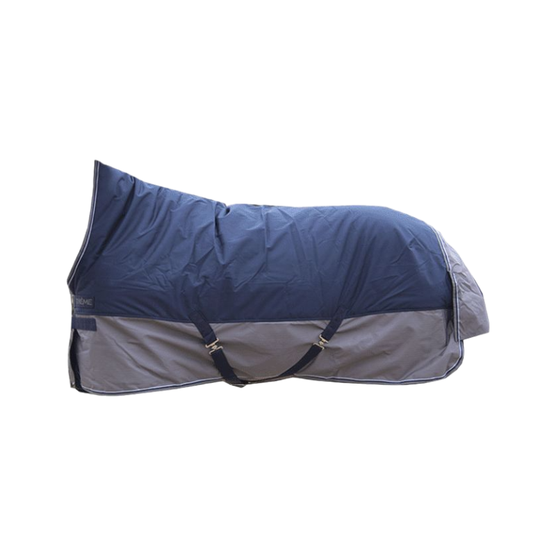 Equithème - Couverture d'extérieur Tyrex "High Neck" 600D marine/gris 0g | - Ohlala