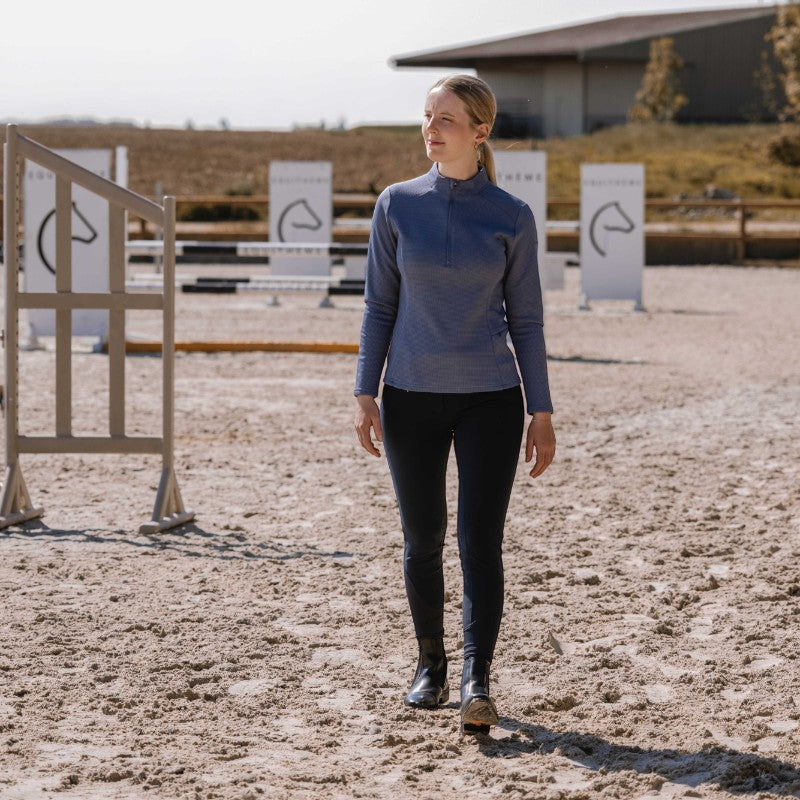 Equithème - Dames baselayer lange mouwen Originals Emily blauw/grijs | - Ohlala