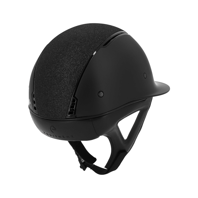 Equithème - Casque d'équitation visière large Soazy Mat noir crystal fabric | - Ohlala