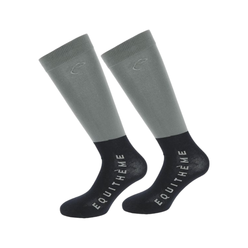 Equithème - Chaussettes d'équitation Compet gris (x2) | - Ohlala