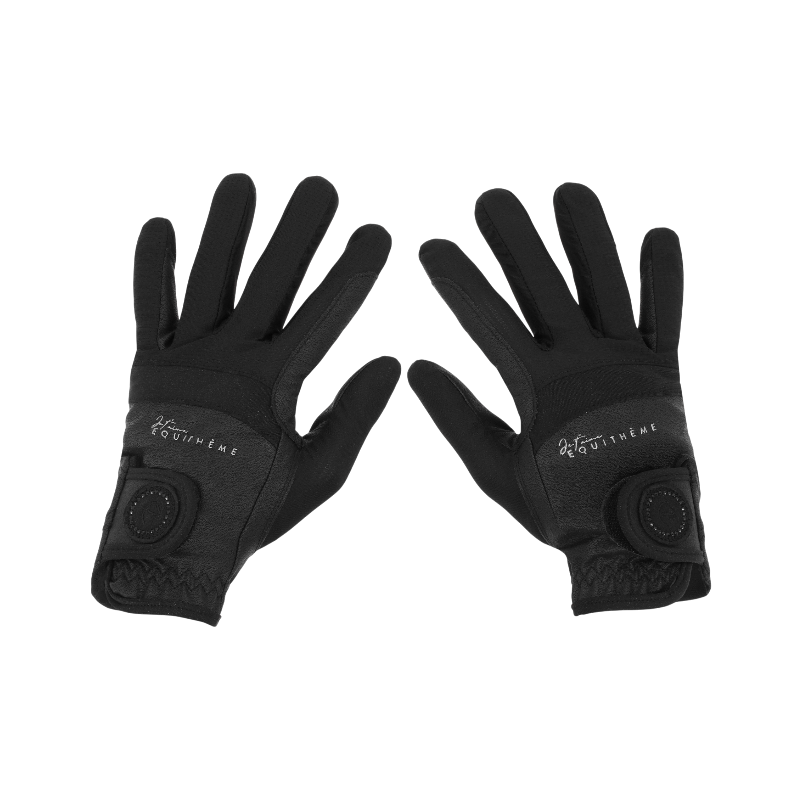 Equithème - Gants d'équitation Sarah Je t'aime noir | - Ohlala