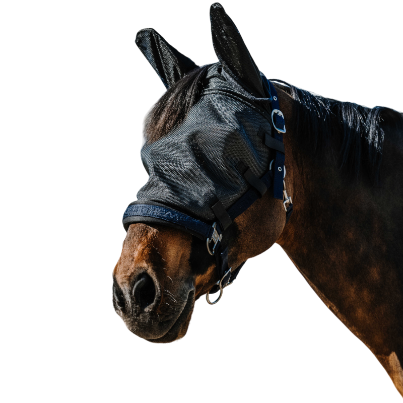 Equithème - Masque anti-mouches et UV Halter noir | - Ohlala