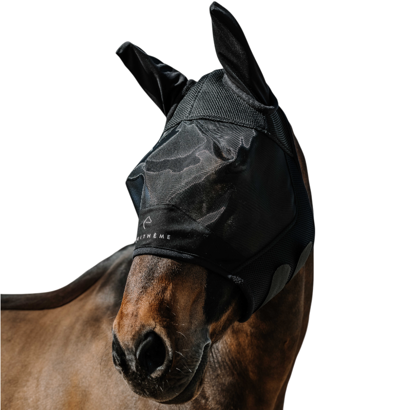 Equithème - Masque anti-mouches et UV Mesh noir | - Ohlala