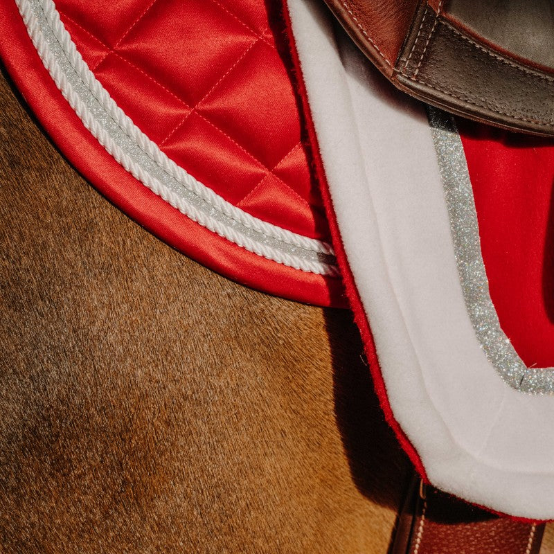 Equithème - Tapis de selle Xmas rouge | - Ohlala