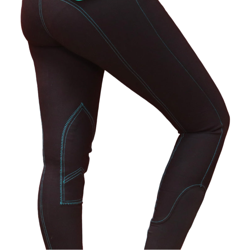 Equithème - Damen Reithose Verona Schwarz/Türkis | - Ohlala