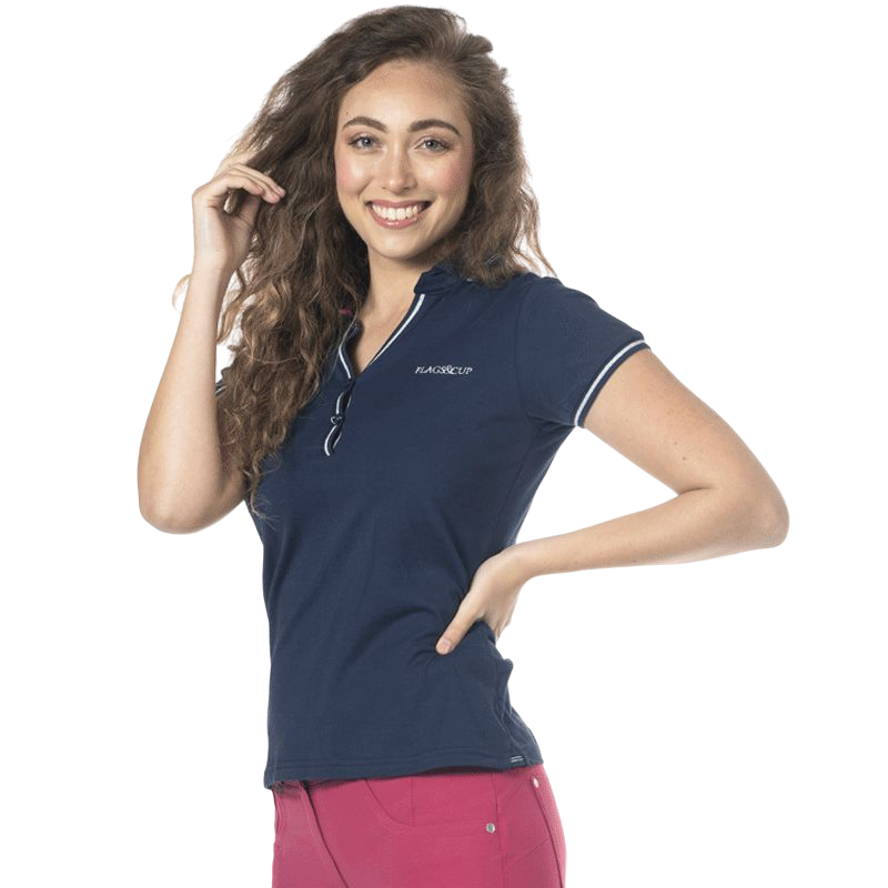 Flags & Cup - Polo manches courtes femme Rosa marine | - Ohlala