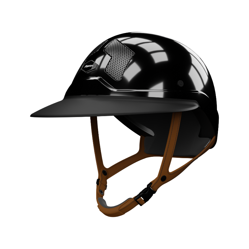 kinnriemen fahrradhelm Reithelm Armet Star Kinnriemen braun Schirm Angel schwarz Flex On