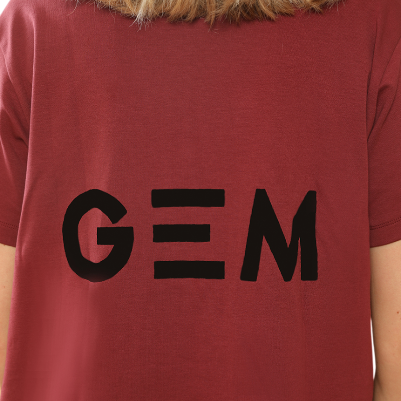 Camiseta de manga corta para mujer Relámpago burdeos y negra - GEM