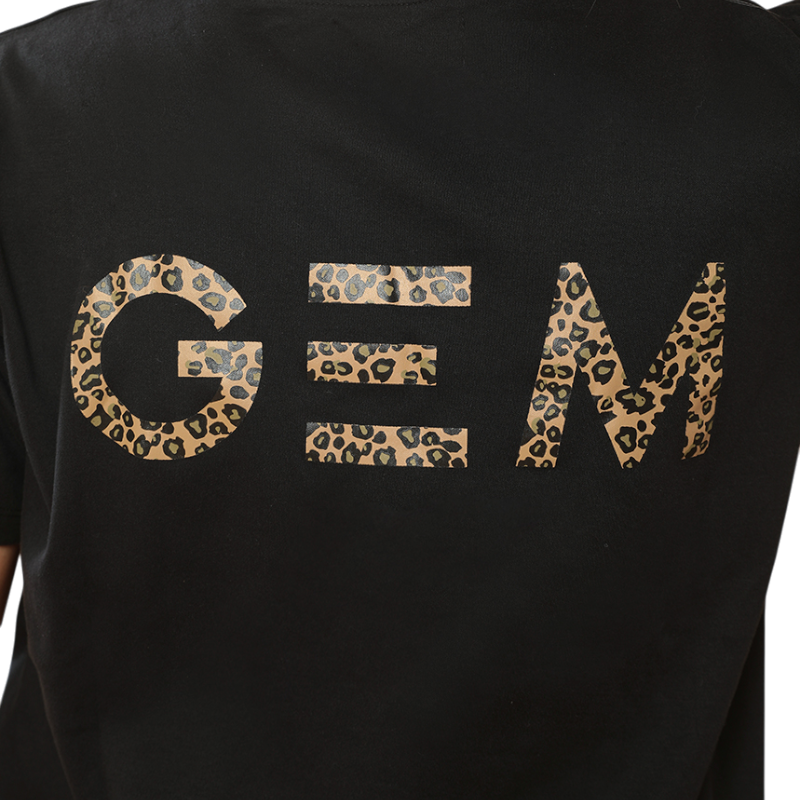 GEM - T-shirt de manga curta para mulher Eclair preto/ leopardo