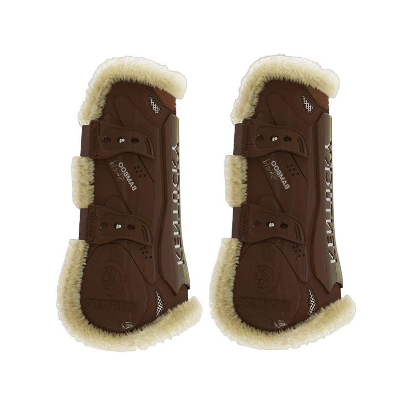 Kentucky Horsewear - Offene Gamaschen veganes Lammfell Bamboo Elastic braun | - Ohlala