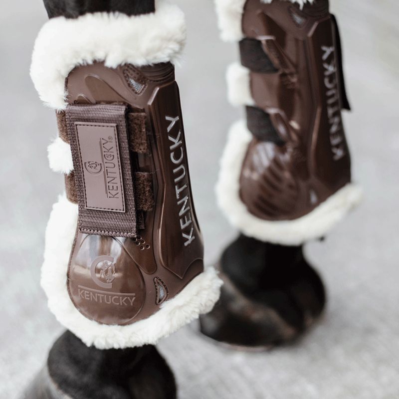 Kentucky Horsewear - Parastinchi aperti velcro montone vegan marrone | - Ohlala