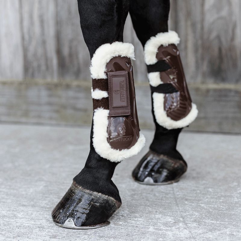 Kentucky Horsewear - Gambali aperti velcro montone vegan marrone | - Ohlala