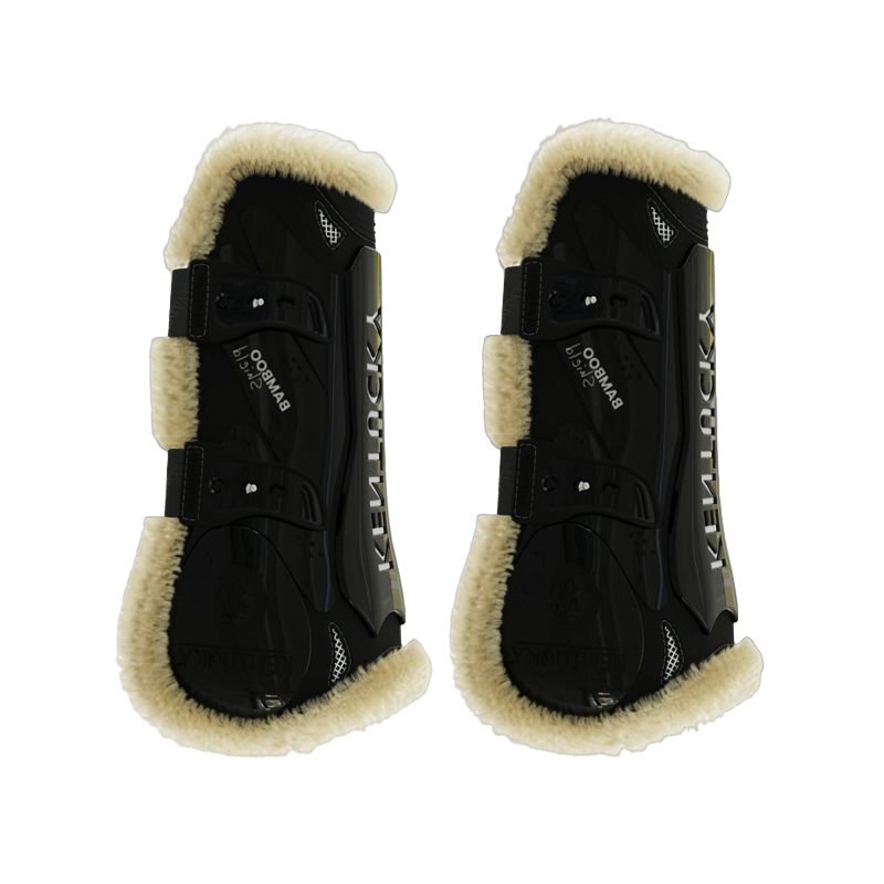 Kentucky Horsewear - Offene Gamaschen veganes Lammfell Bamboo Elastic schwarz | - Ohlala