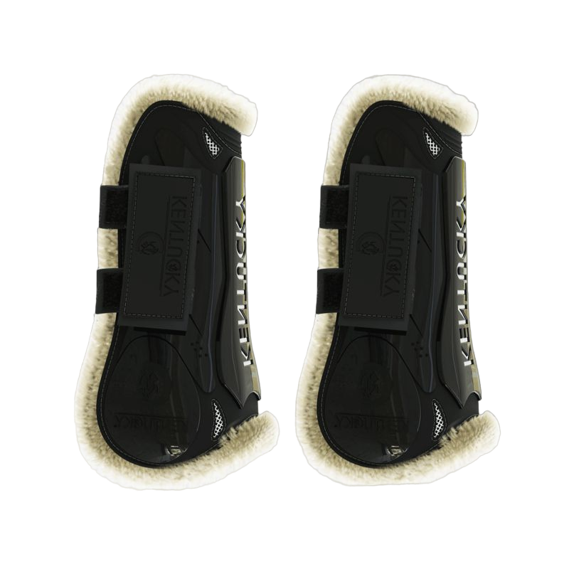 Kentucky Horsewear - Polainas abiertas velcro borreguillo vegano negro | - Ohlala