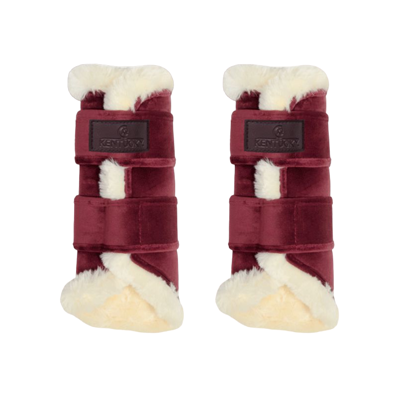 Kentucky Horsewear - Polainas cerradas cuero velvet contrast burdeos | - Ohlala