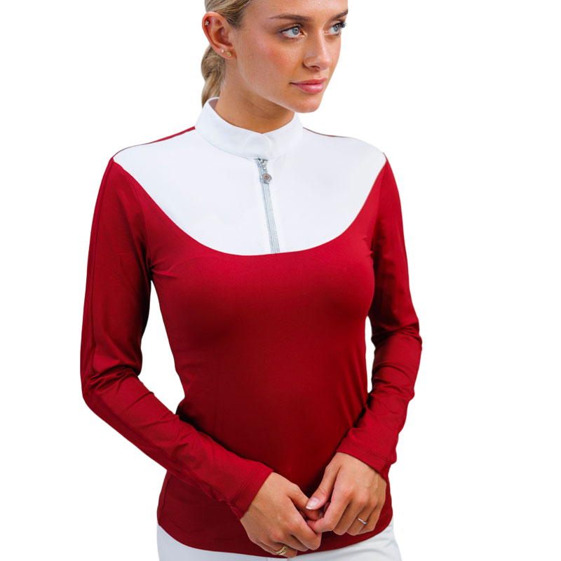 Harcour - Women's long-sleeved competition polo shirt Coquette ruby red