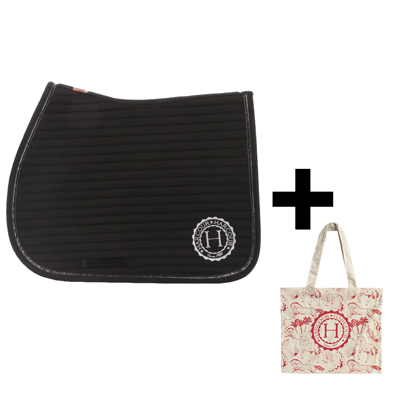 Harcour - Pack tapis de selle Karembar noir + tote bag Galia rose | - Ohlala