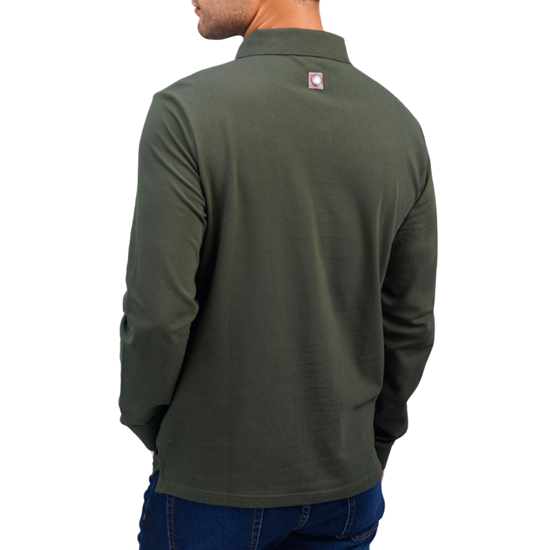 Harcour - Men's long sleeve polo Pablo khaki | - Ohlala