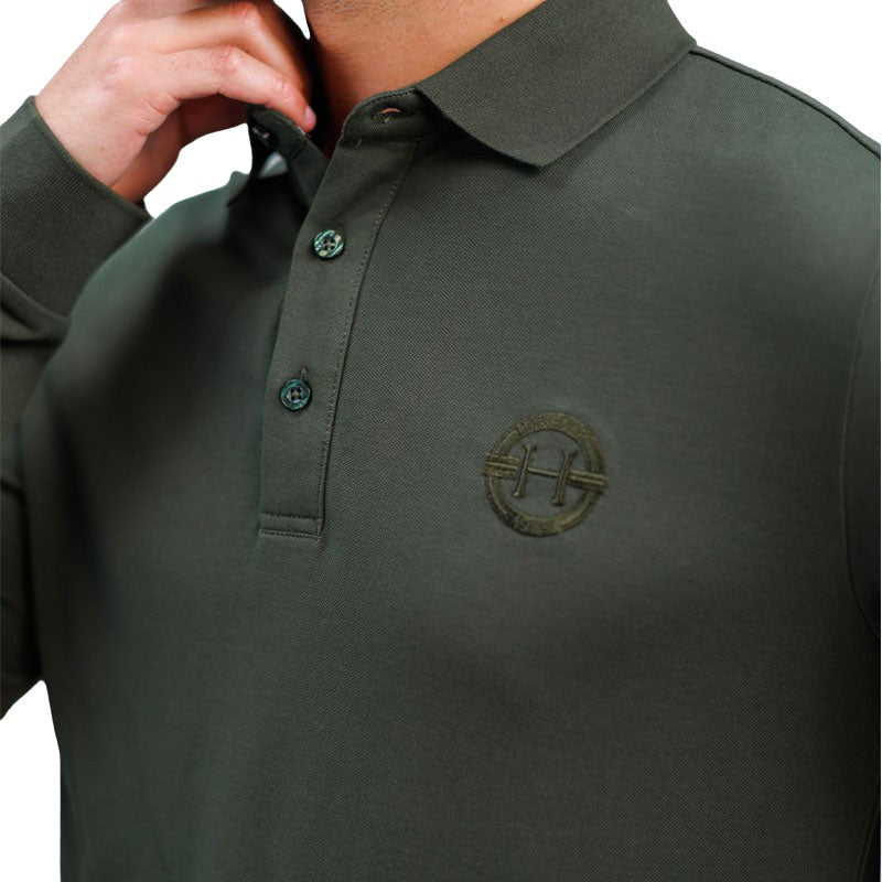 Harcour - Men's long sleeve polo Pablo khaki | - Ohlala