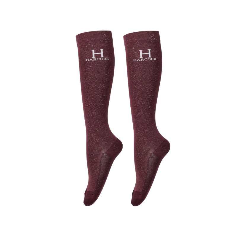 Harcour – Reitstrümpfe Happy mit Aubergine-Pailletten (2er-Set)