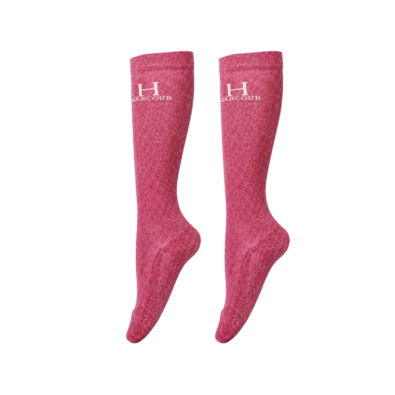 Harcour - Happy Glitter Riding Socks in Blush (x2)