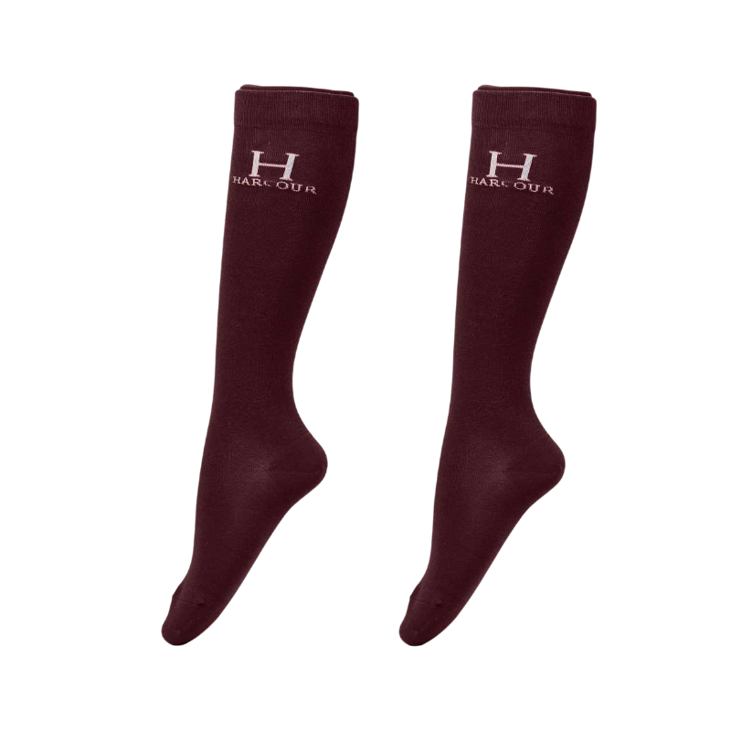 Harcour - Chaussettes d'équitation Badminton aubergine | - Ohlala