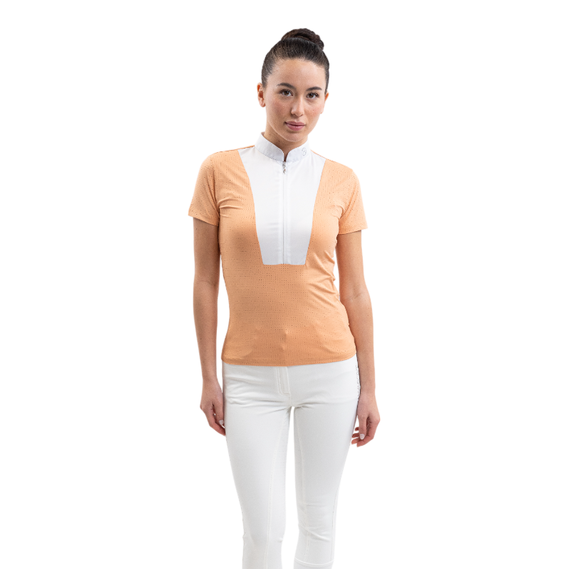 Harcour - Women's short-sleeve competition polo Paris apricot | - Ohlala
