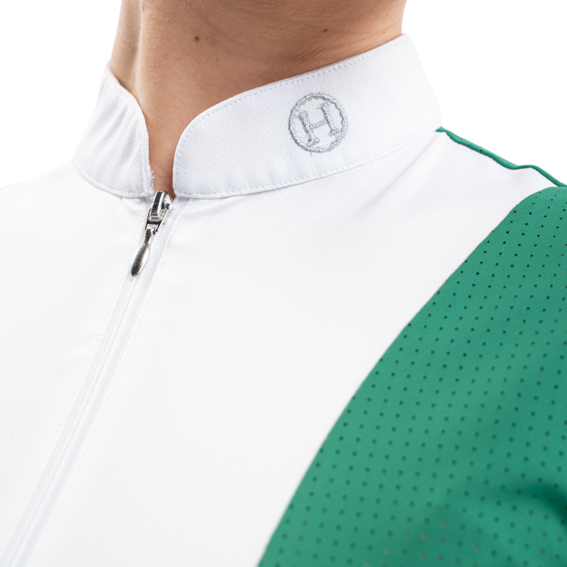 Harcour - Women's short-sleeve competition polo Paris emerald green | - Ohlala