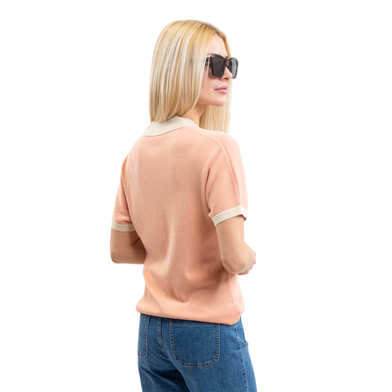 Harcour - Women's short-sleeve polo Peach apricot | - Ohlala