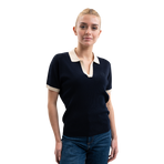 Harcour - Women's short-sleeve polo Peach navy | - Ohlala