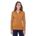 Harcour - Women's warm long-sleeve polo Pistach golden yellow | - Ohlala