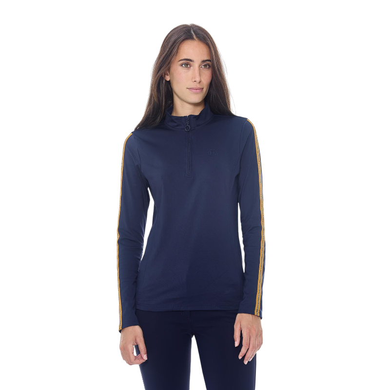 Harcour - Women's warm long-sleeve polo Pistach navy | - Ohlala